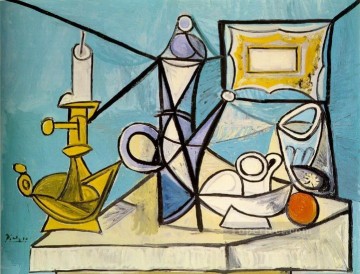 Naturaleza muerta con candelabro R 1 1944 Pablo Picasso Pinturas al óleo